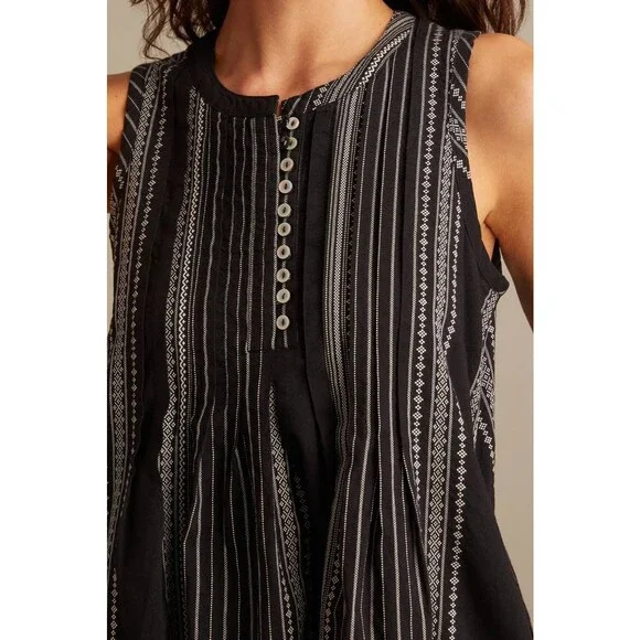 Lucky Brand Pintuck Mini Dress Size M Black NWT $119 - Picture 2 of 6